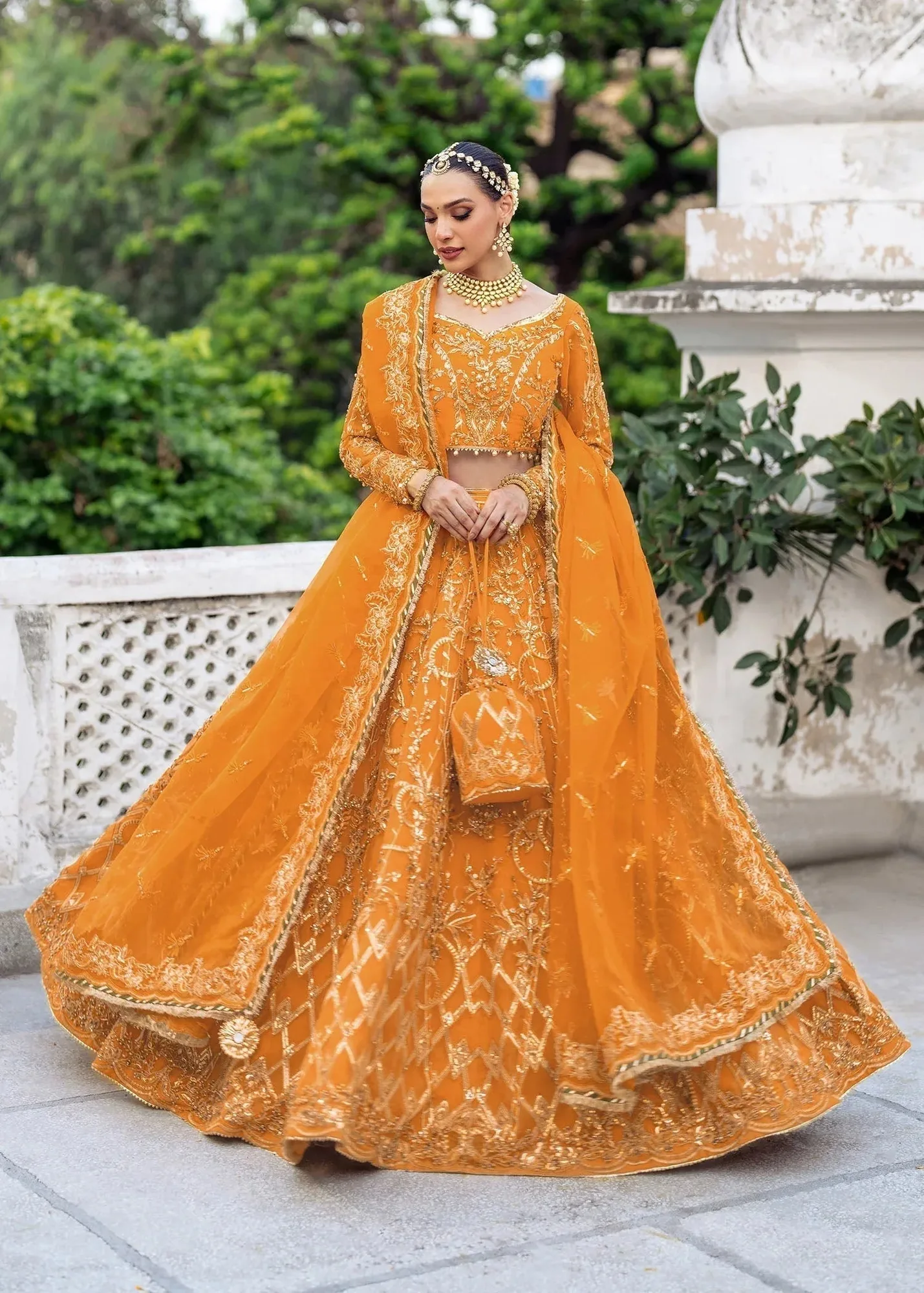 Dastoor Shehnai Bridals Collection 24 Gold Organza – view 1 – Poshaq