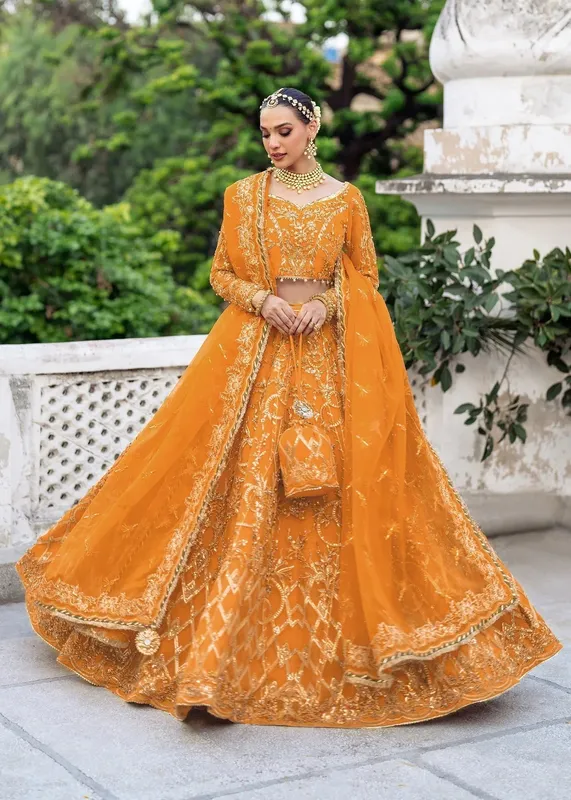 Dastoor Shehnai Bridals Collection 24 Gold Organza – view 1 – Poshaq