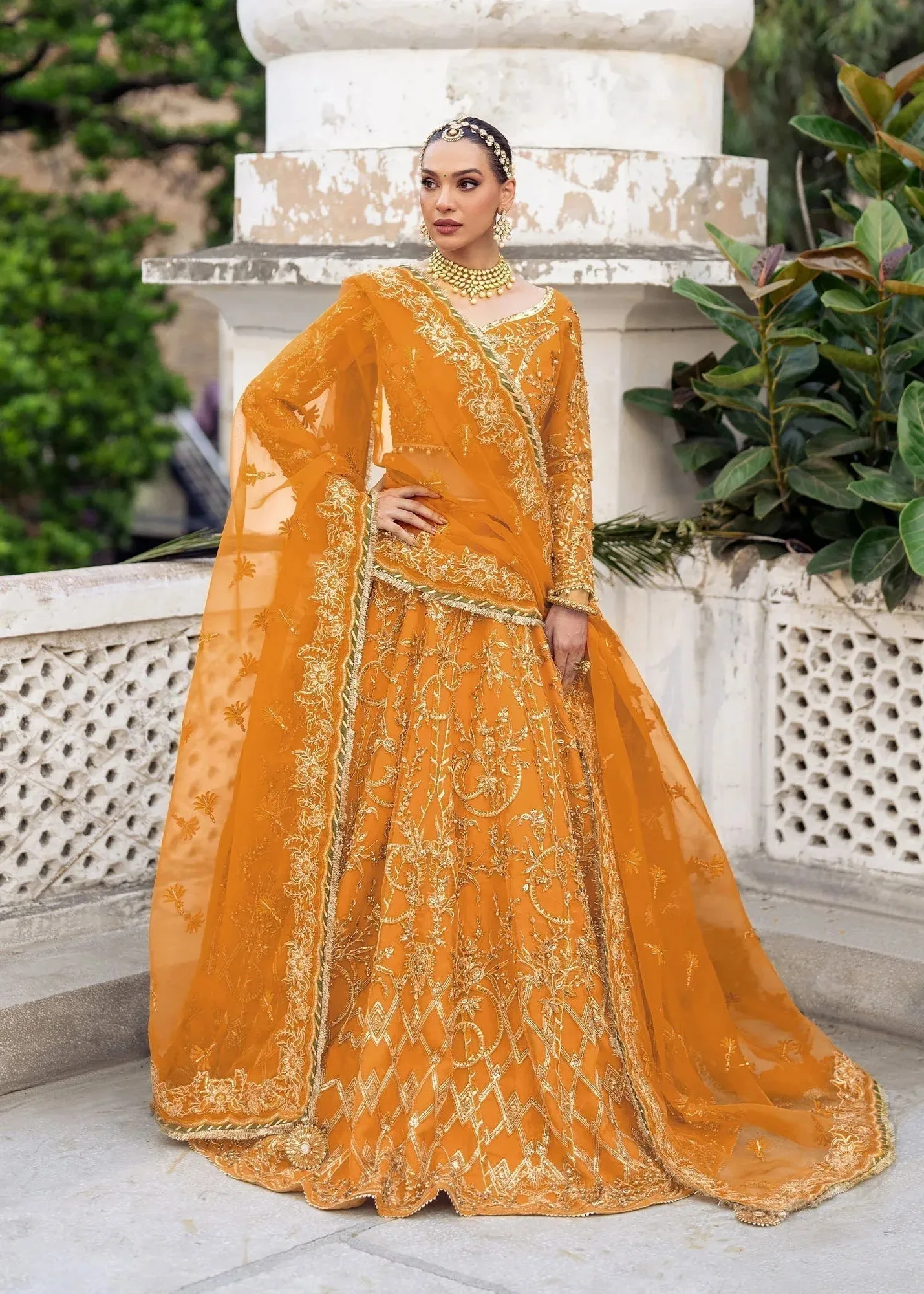 Dastoor Shehnai Bridals Collection 24 Gold Organza – view 5 – Poshaq