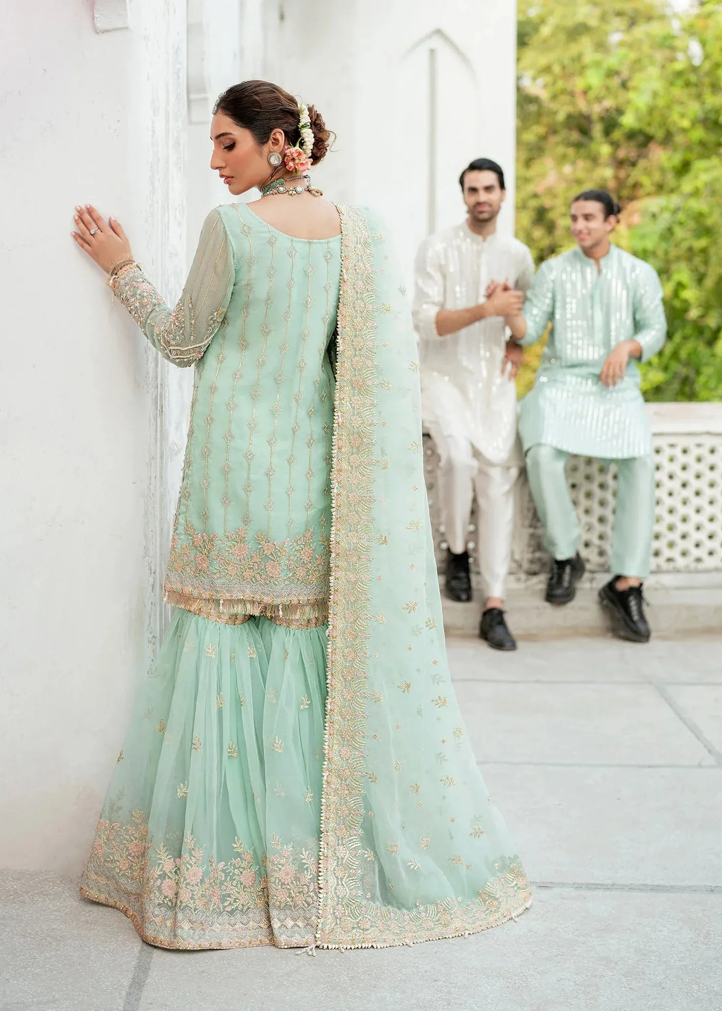 Dastoor Shehnai Bridals Collection 24 Blue Organza – view 2 – Poshaq