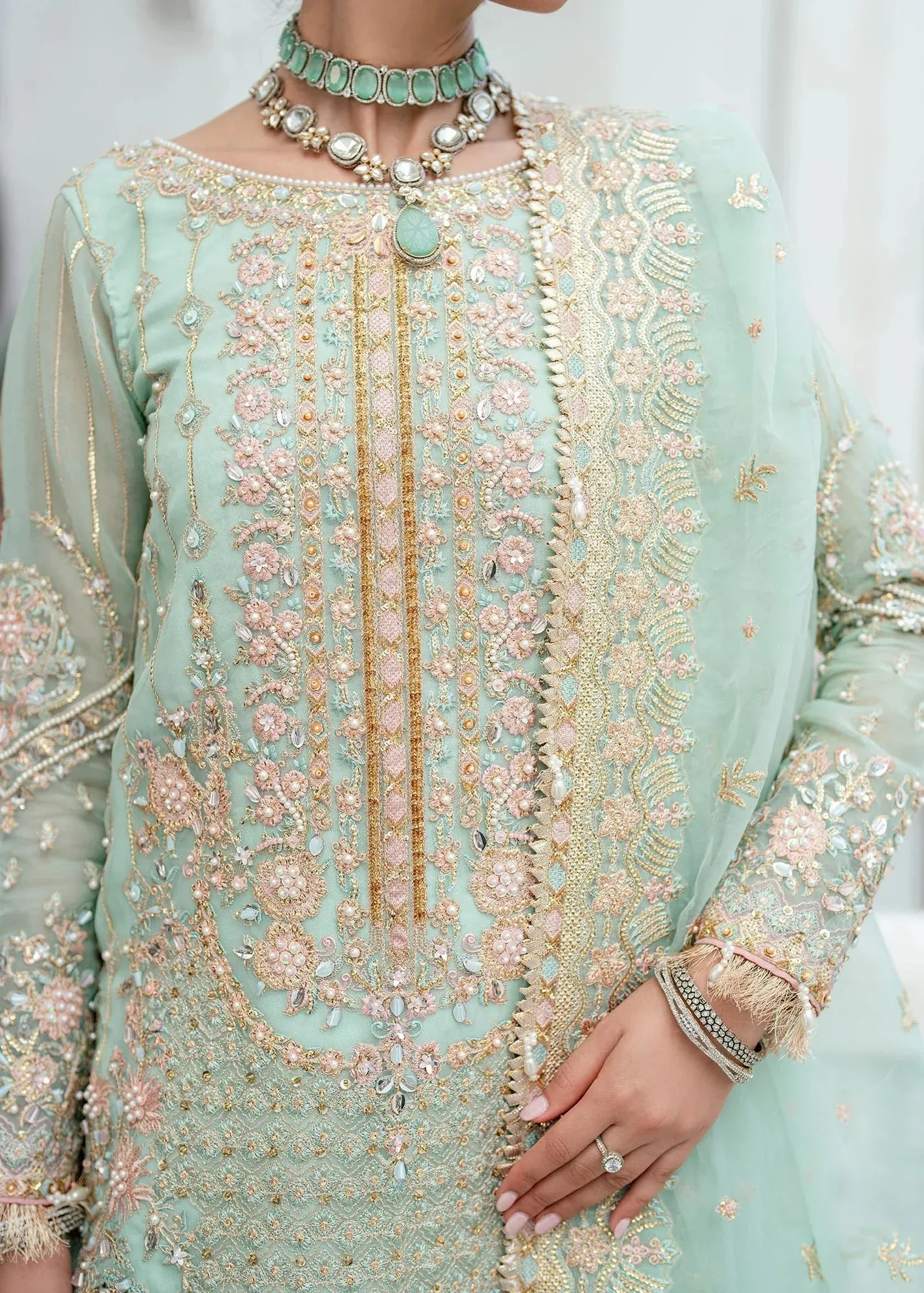 Dastoor Shehnai Bridals Collection 24 Blue Organza – view 3 – Poshaq