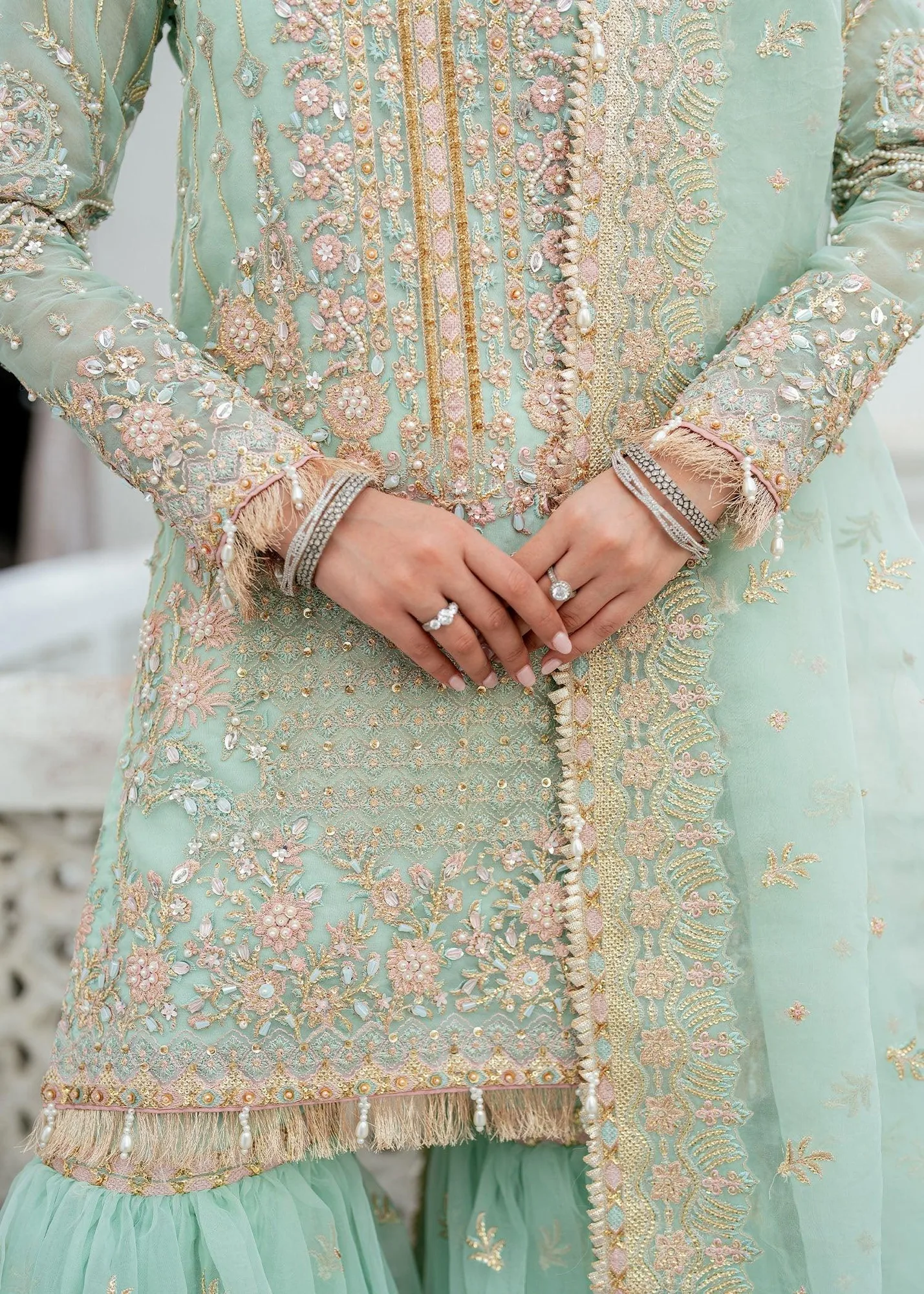 Dastoor Shehnai Bridals Collection 24 Blue Organza – view 4 – Poshaq