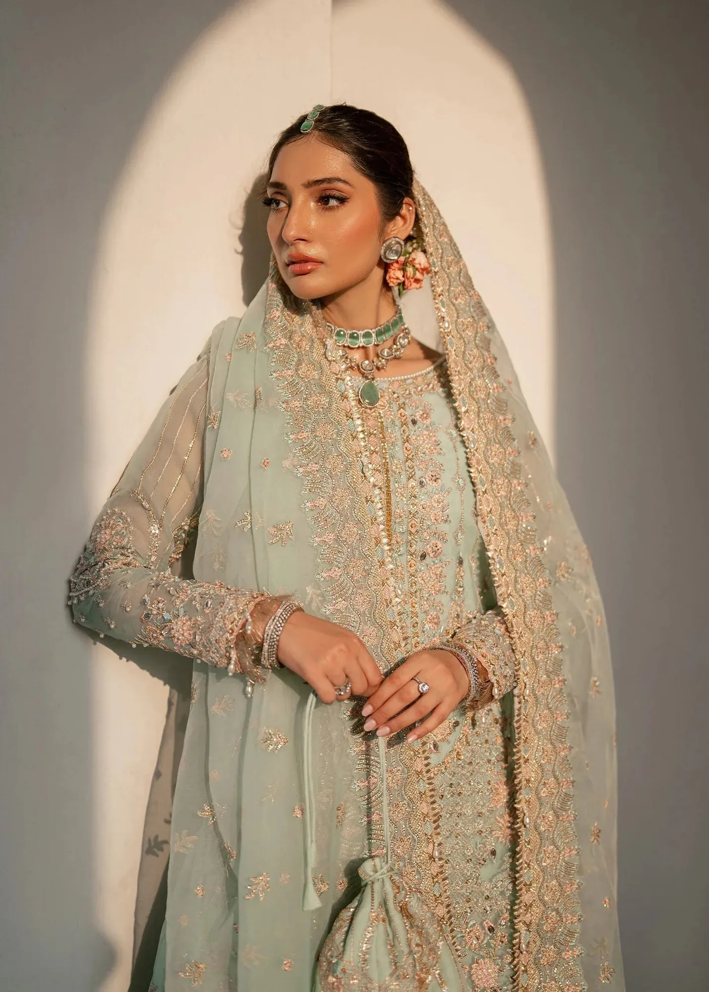 Dastoor Shehnai Bridals Collection 24 Blue Organza – view 6 – Poshaq