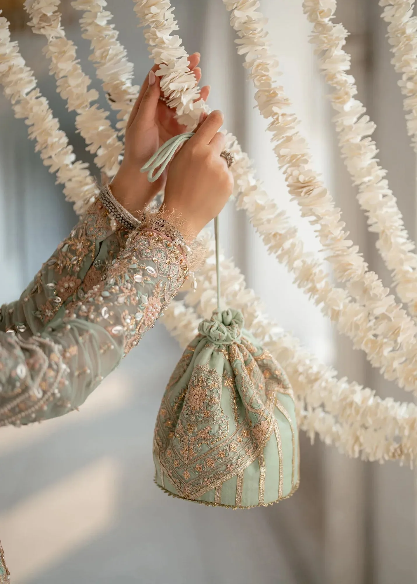 Dastoor Shehnai Bridals Collection 24 Blue Organza – view 7 – Poshaq