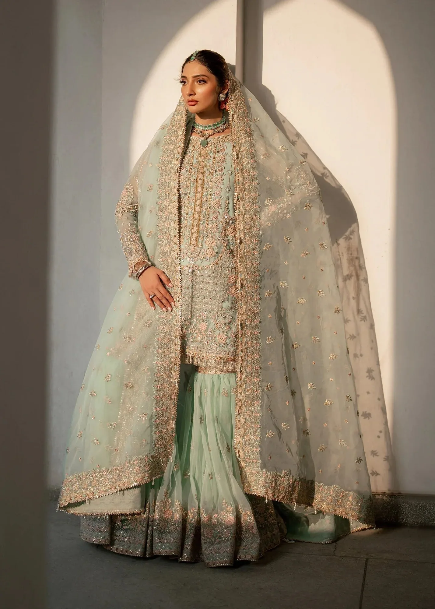 Dastoor Shehnai Bridals Collection 24 Blue Organza – view 8 – Poshaq
