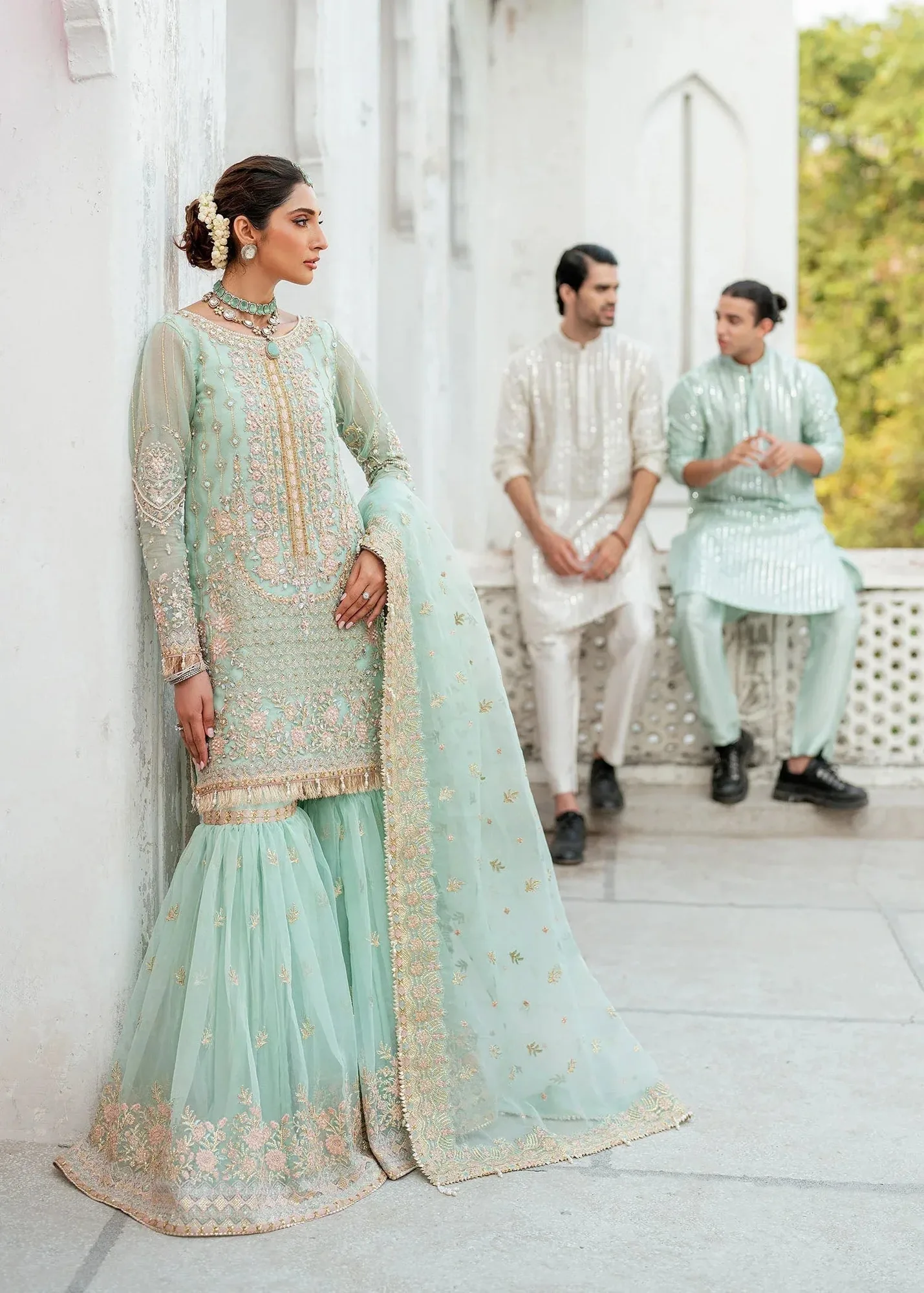 Dastoor Shehnai Bridals Collection 24 Blue Organza – view 9 – Poshaq