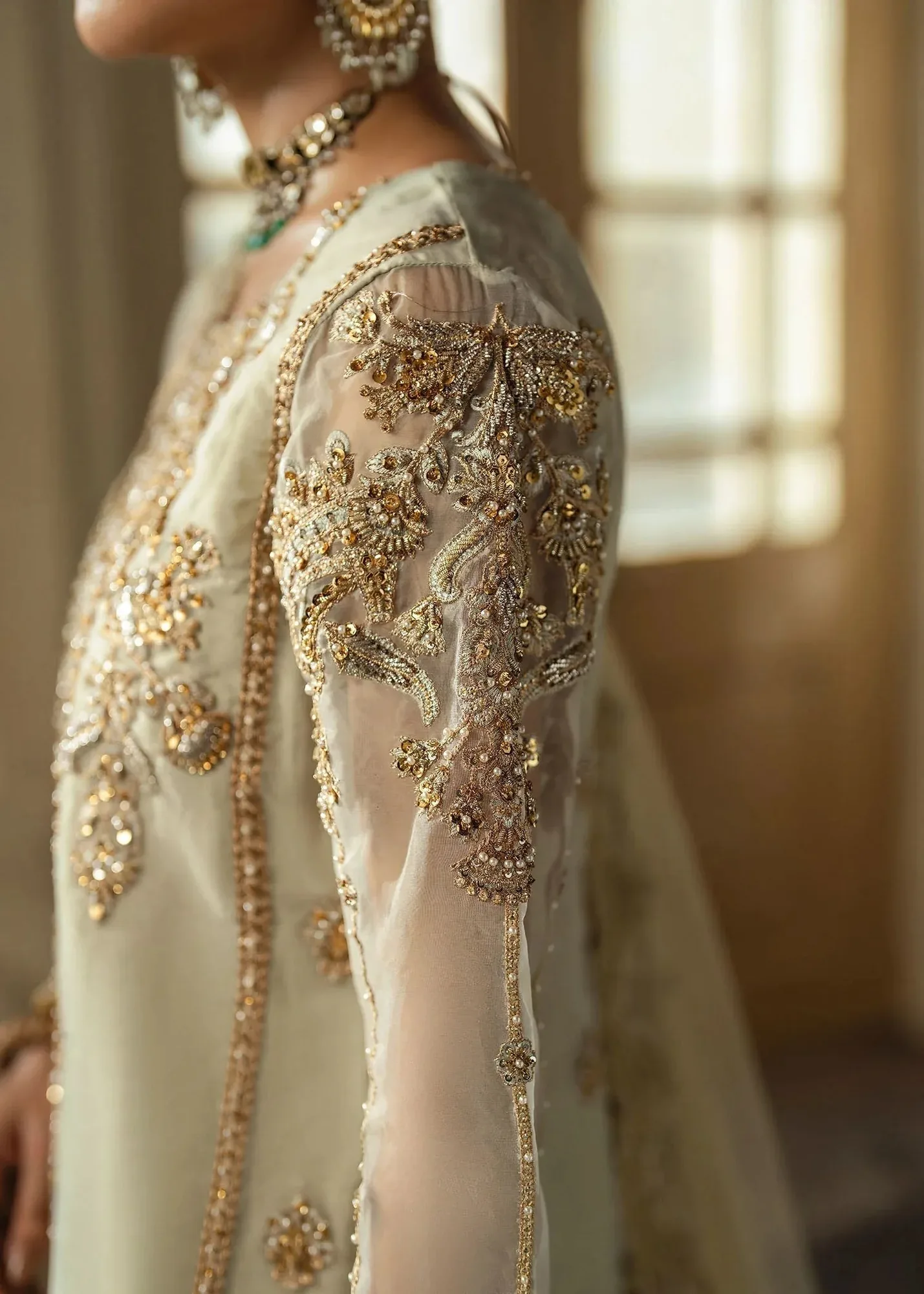 Dastoor Shehnai Bridals Collection 24 Beige Organza – view 5 – Poshaq