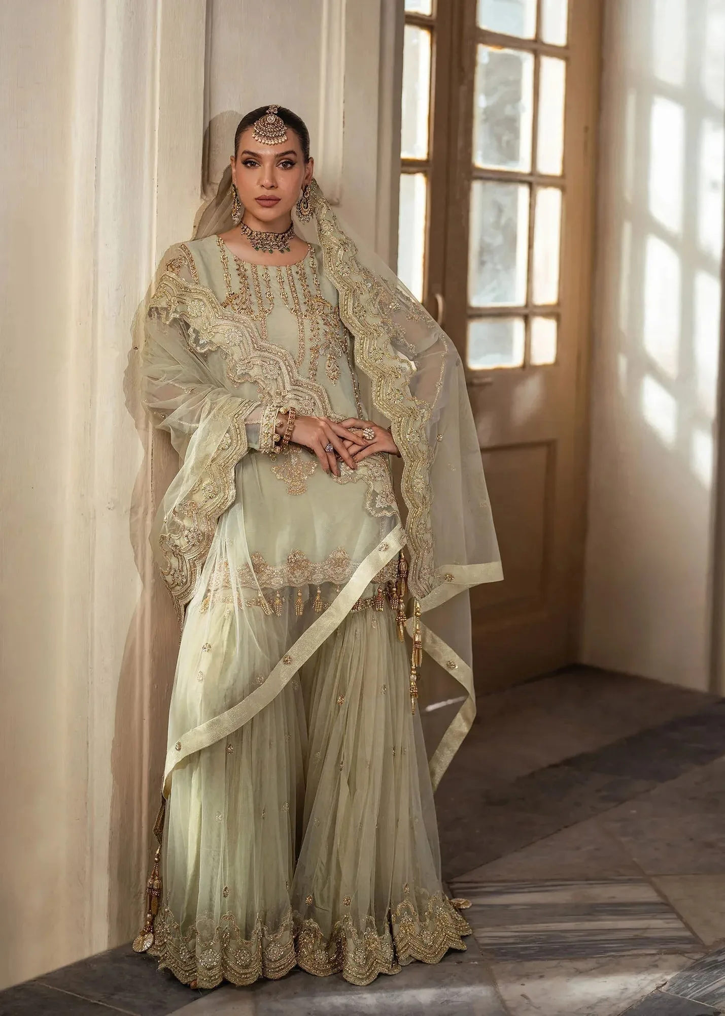 Dastoor Shehnai Bridals Collection 24 Beige Organza – view 7 – Poshaq