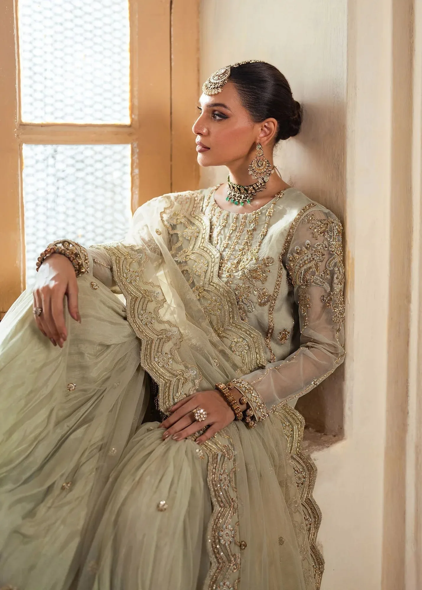 Dastoor Shehnai Bridals Collection 24 Beige Organza – view 8 – Poshaq