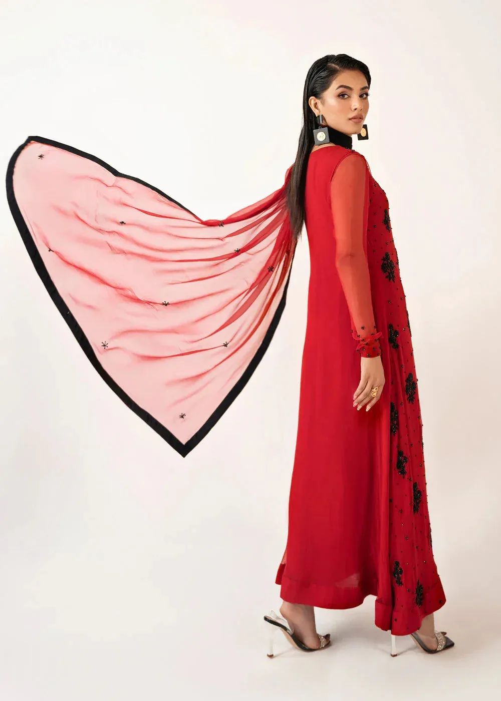 Dastoor Euphoria Luxury Pret 24 Red Raw Silk – view 2 – Poshaq