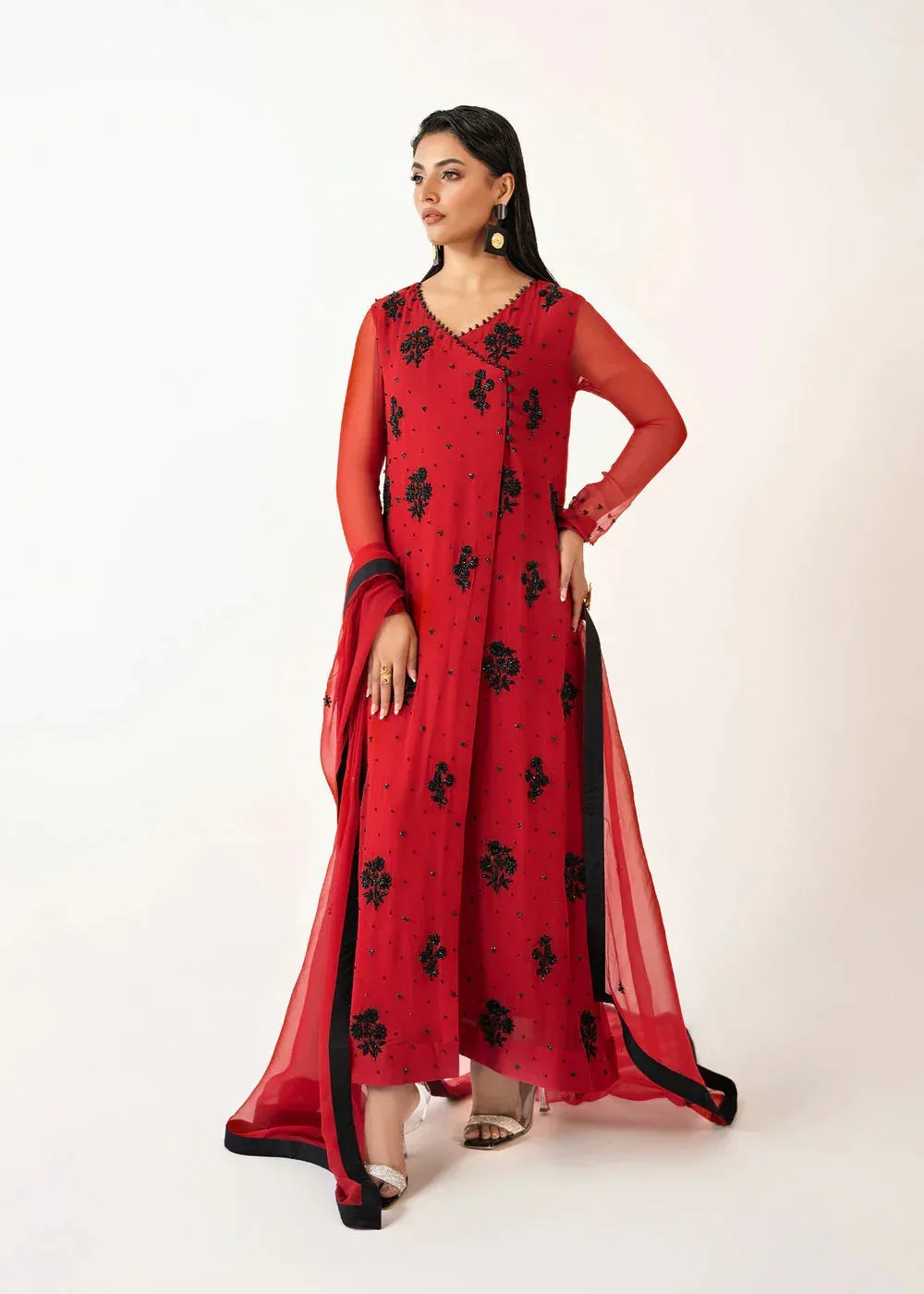 Dastoor Euphoria Luxury Pret 24 Red Raw Silk – view 4 – Poshaq