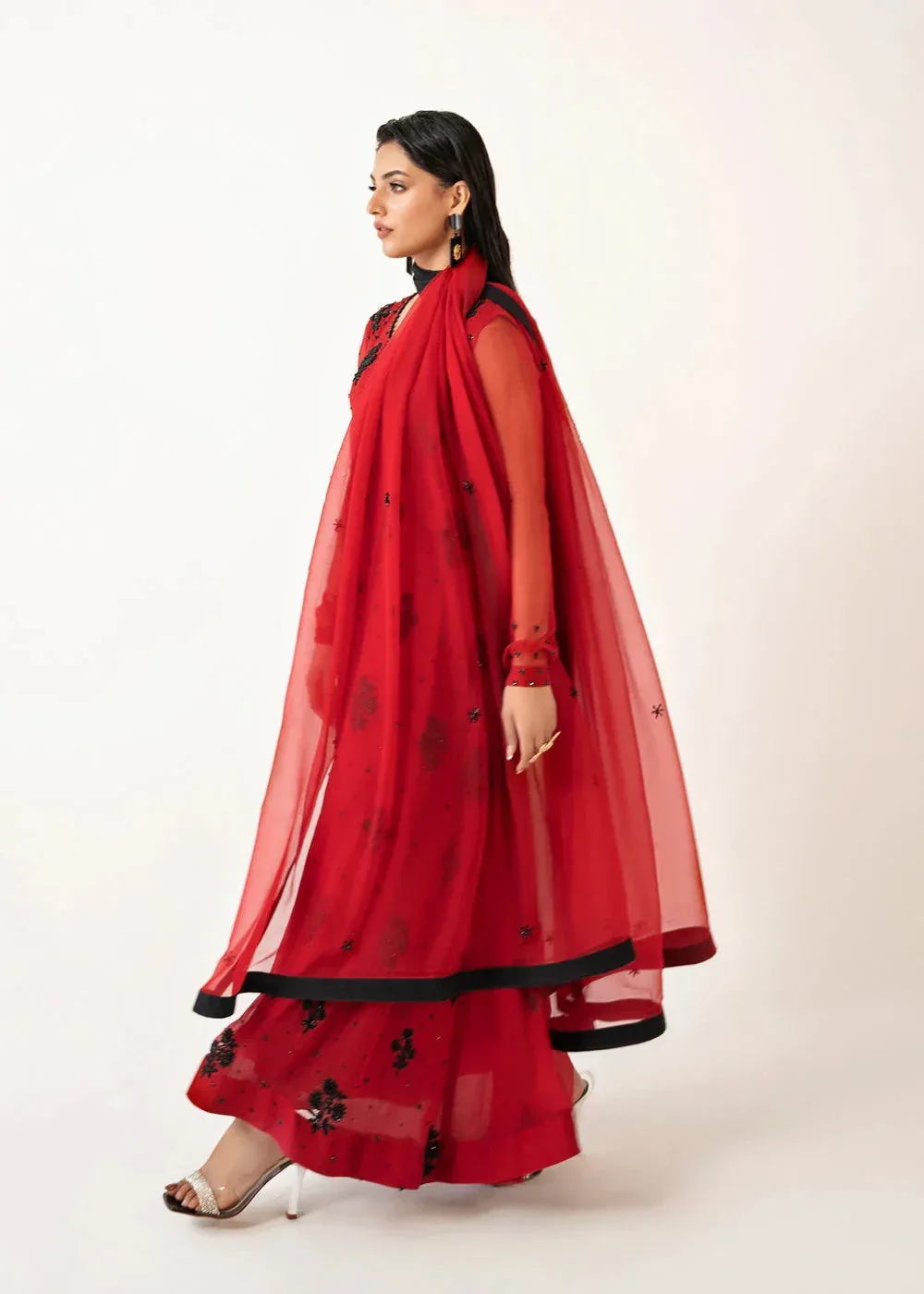 Dastoor Euphoria Luxury Pret 24 Red Raw Silk – view 6 – Poshaq