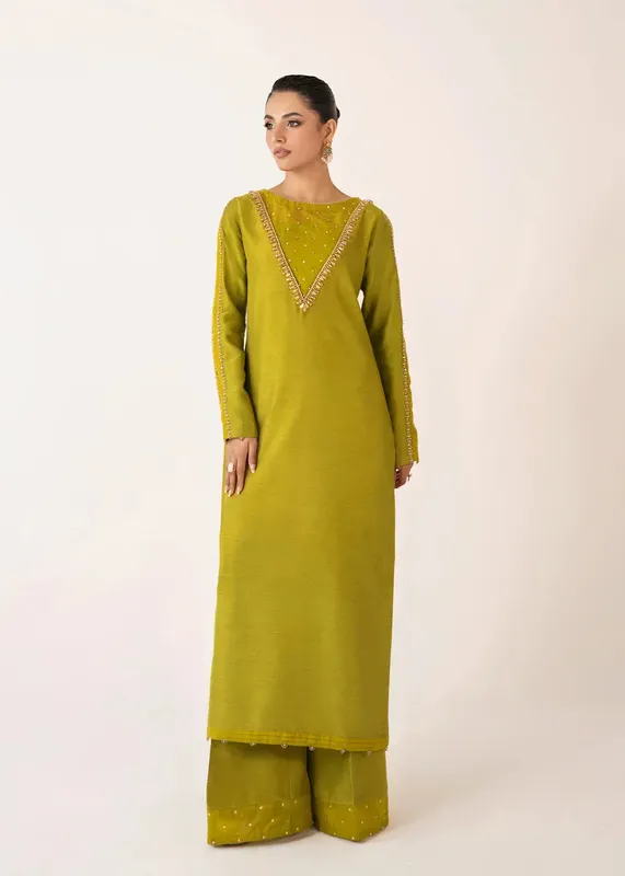 Dastoor Euphoria Luxury Pret 24 Green Raw Silk – view 1 – Poshaq