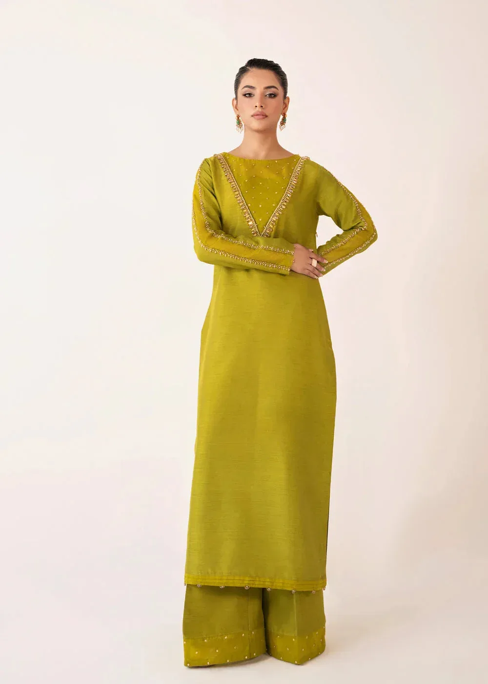 Dastoor Euphoria Luxury Pret 24 Green Raw Silk – view 4 – Poshaq