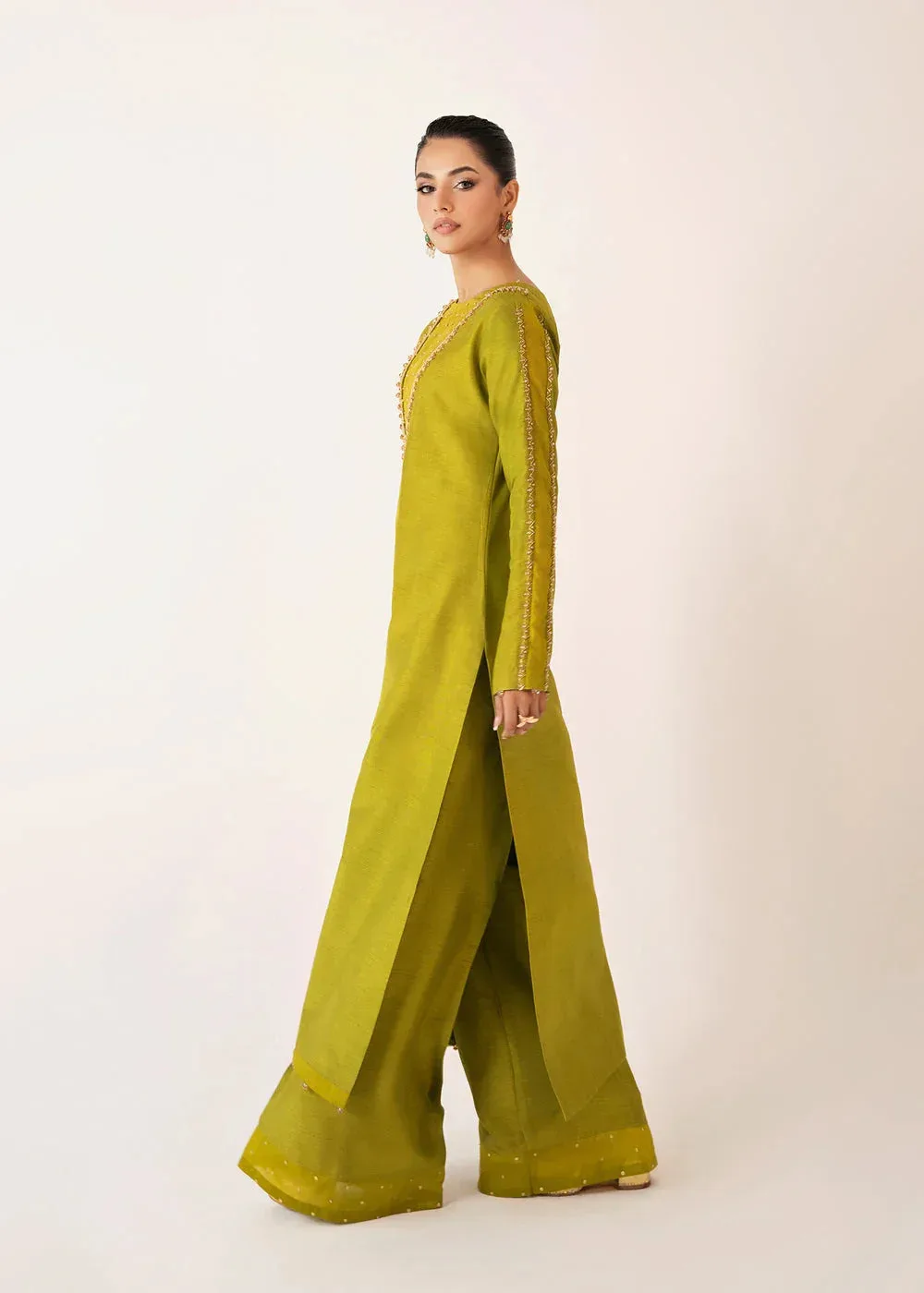 Dastoor Euphoria Luxury Pret 24 Green Raw Silk – view 6 – Poshaq