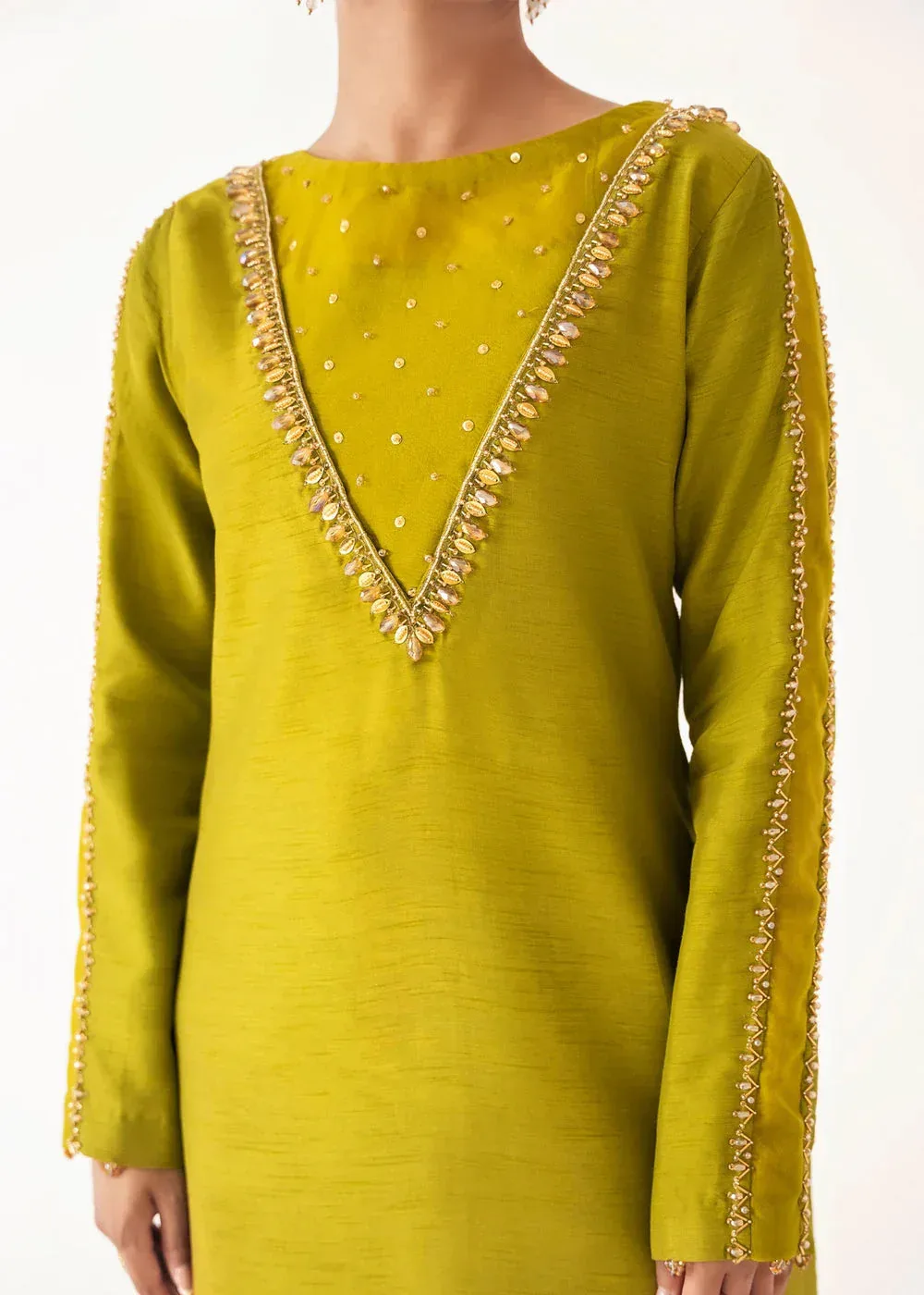 Dastoor Euphoria Luxury Pret 24 Green Raw Silk – view 7 – Poshaq