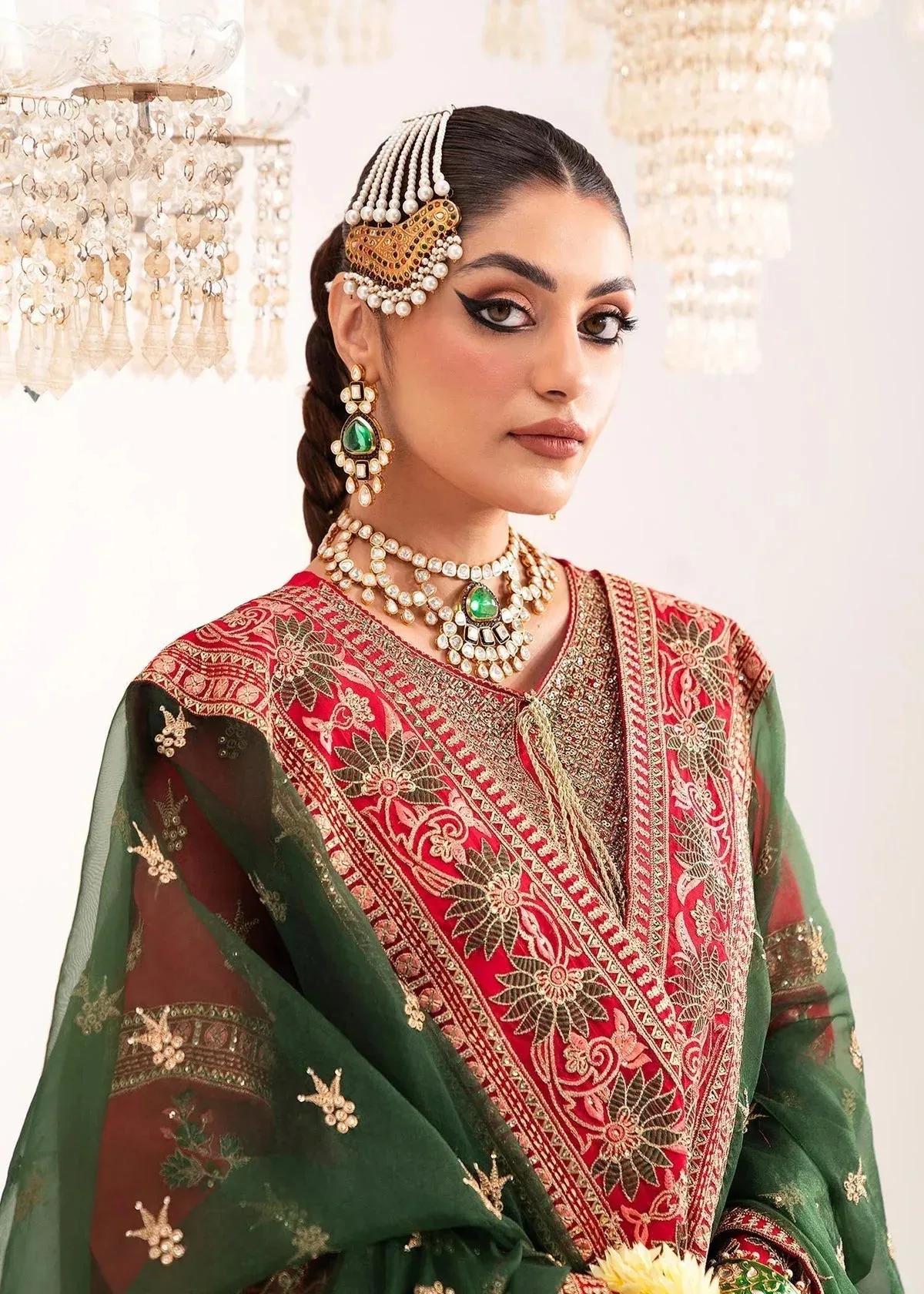 Dastoor Sajni Luxury Eid Collection 24 Red Raw Silk – view 2 – Poshaq