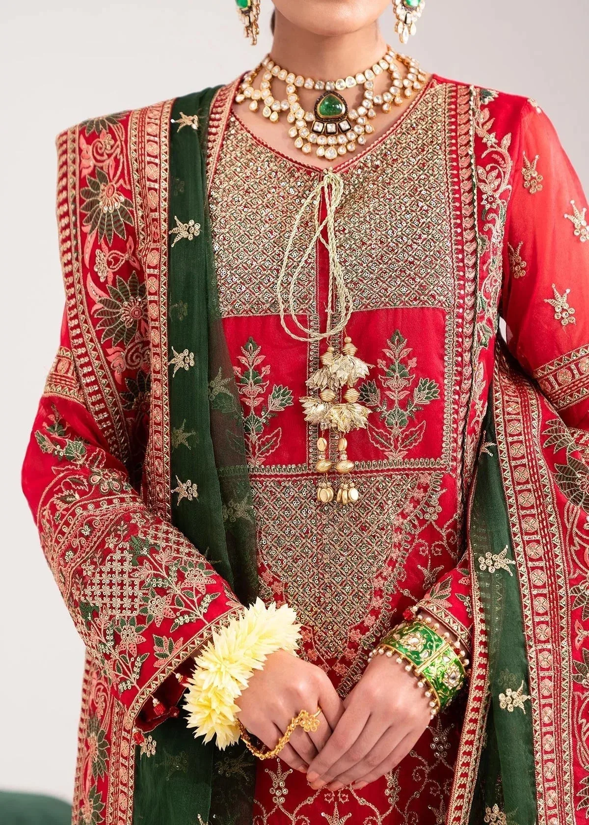 Dastoor Sajni Luxury Eid Collection 24 Red Raw Silk – view 4 – Poshaq