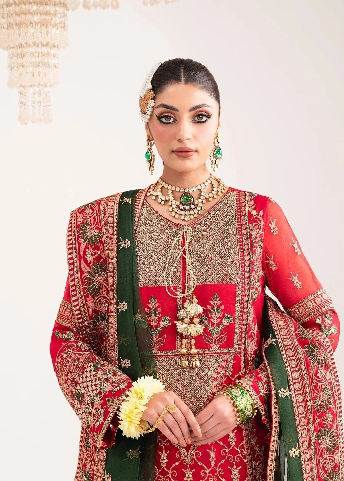 Dastoor Sajni Luxury Eid Collection 24 Red Raw Silk – view 5 – Poshaq