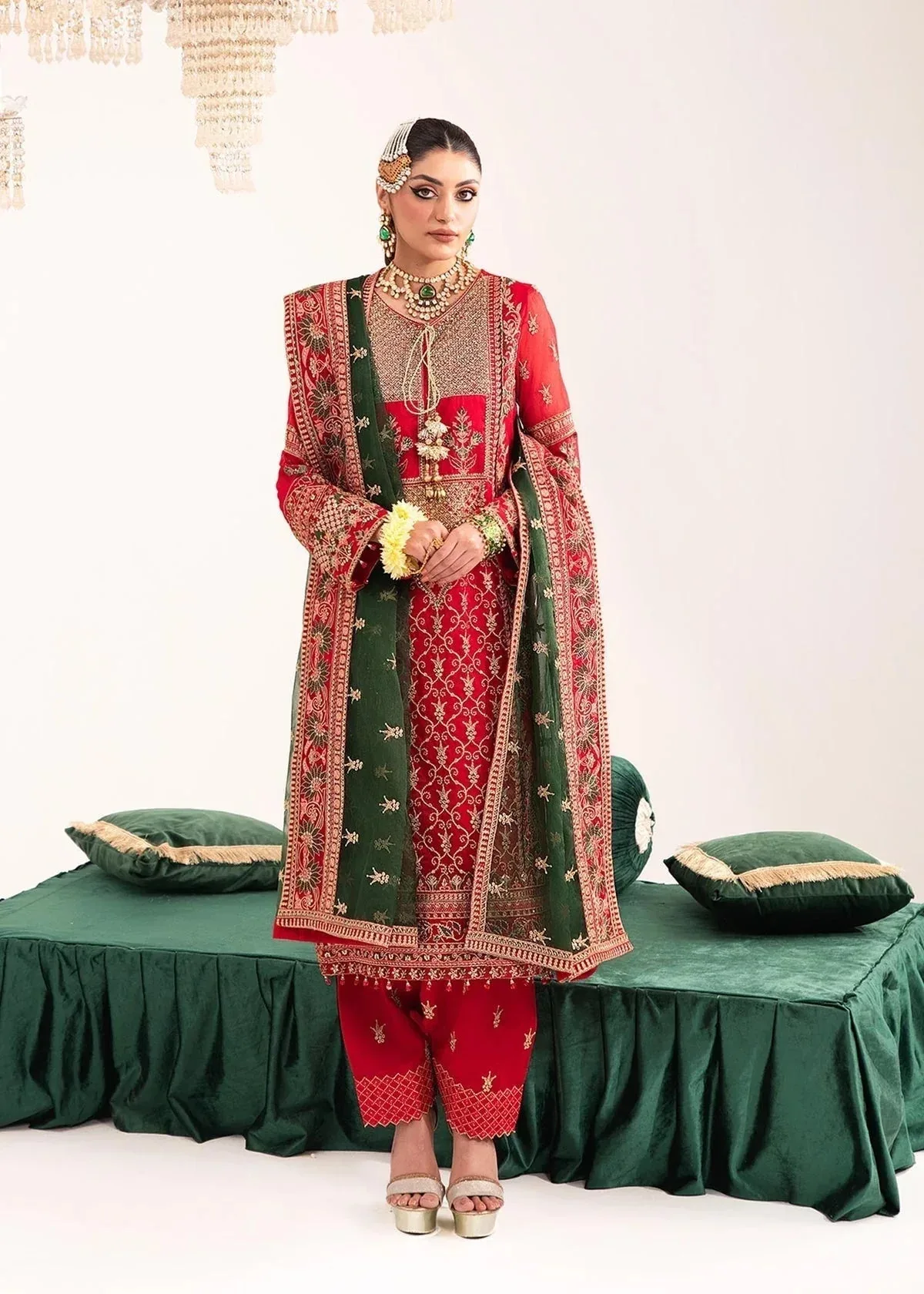 Dastoor Sajni Luxury Eid Collection 24 Red Raw Silk – view 6 – Poshaq