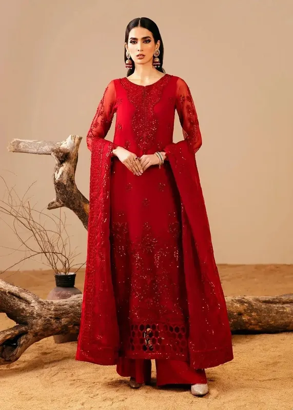Dastoor Noor-E-Jahan Wedding Collection'24 Red Raw Silk – view 1 – Poshaq