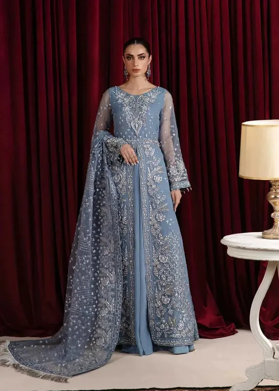 Dastoor Noor-E-Jahan Wedding Collection'24 Blue Raw Silk – view 1 – Poshaq