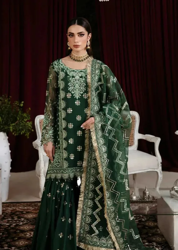 Dastoor Noor-E-Jahan Wedding Collection'24 Green Organza – view 1 – Poshaq