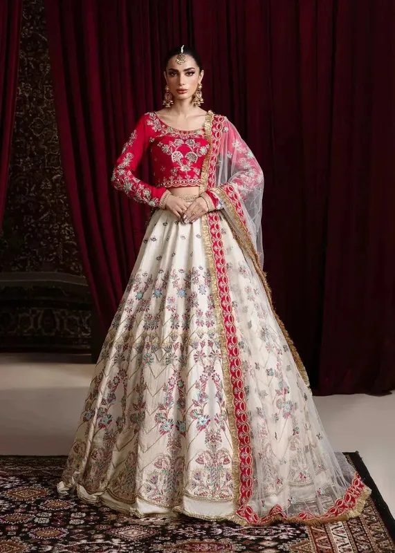 Dastoor Noor-E-Jahan Wedding Collection'24 White Raw Silk – view 1 – Poshaq