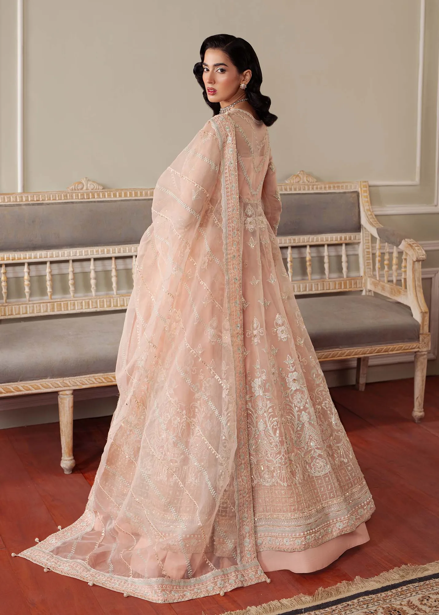 Dastoor Airah Festive 25 Peach Raw Silk – view 2 – Poshaq