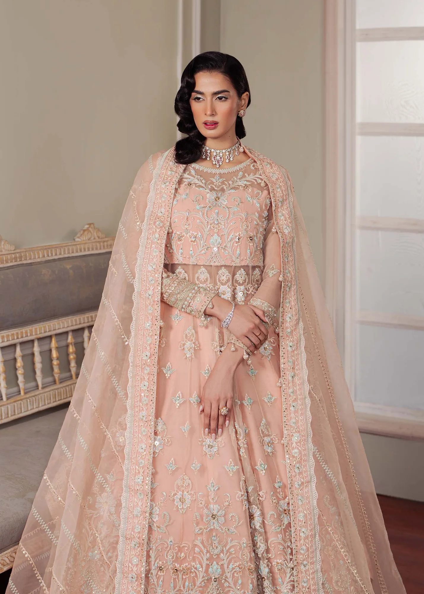 Dastoor Airah Festive 25 Peach Raw Silk – view 5 – Poshaq