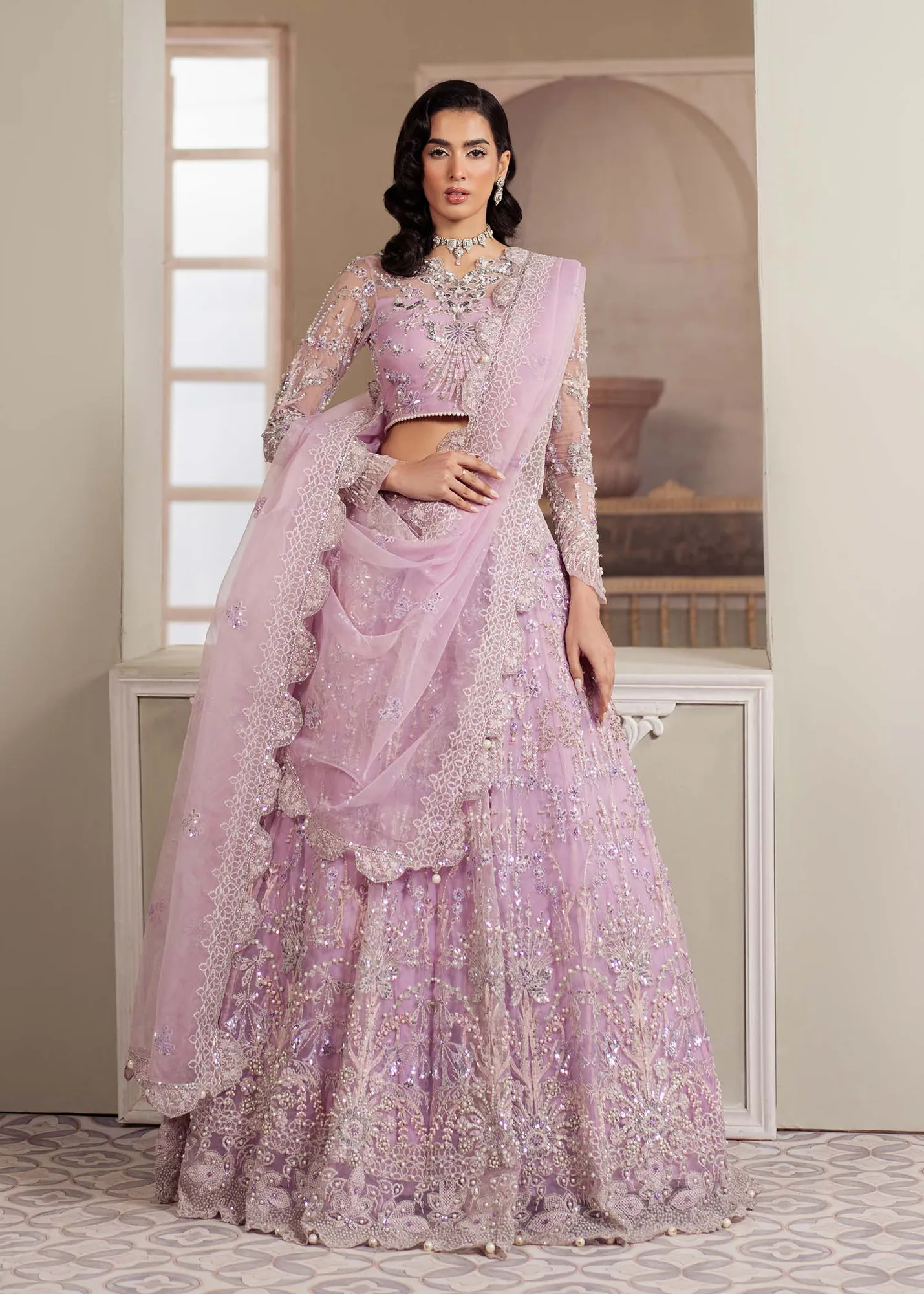 Dastoor Airah Festive 25 Lilac Organza – view 1 – Poshaq