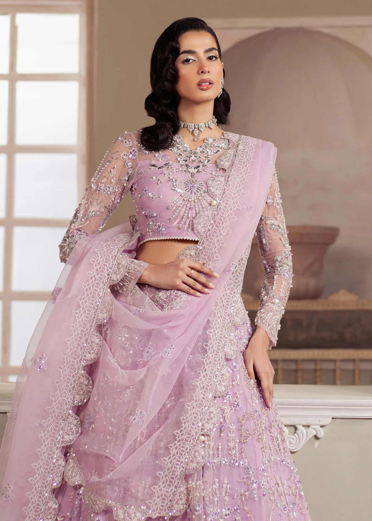 Dastoor Airah Festive 25 Lilac Organza – view 3 – Poshaq