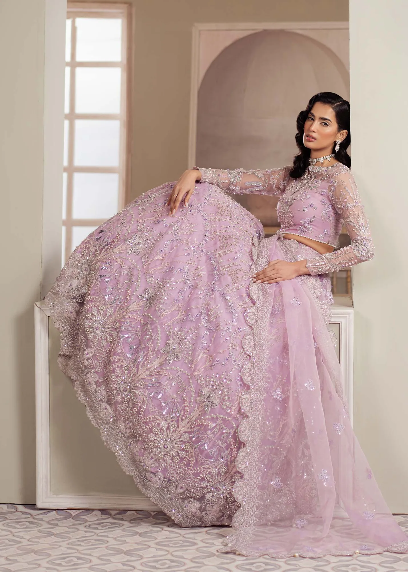 Dastoor Airah Festive 25 Lilac Organza – view 4 – Poshaq