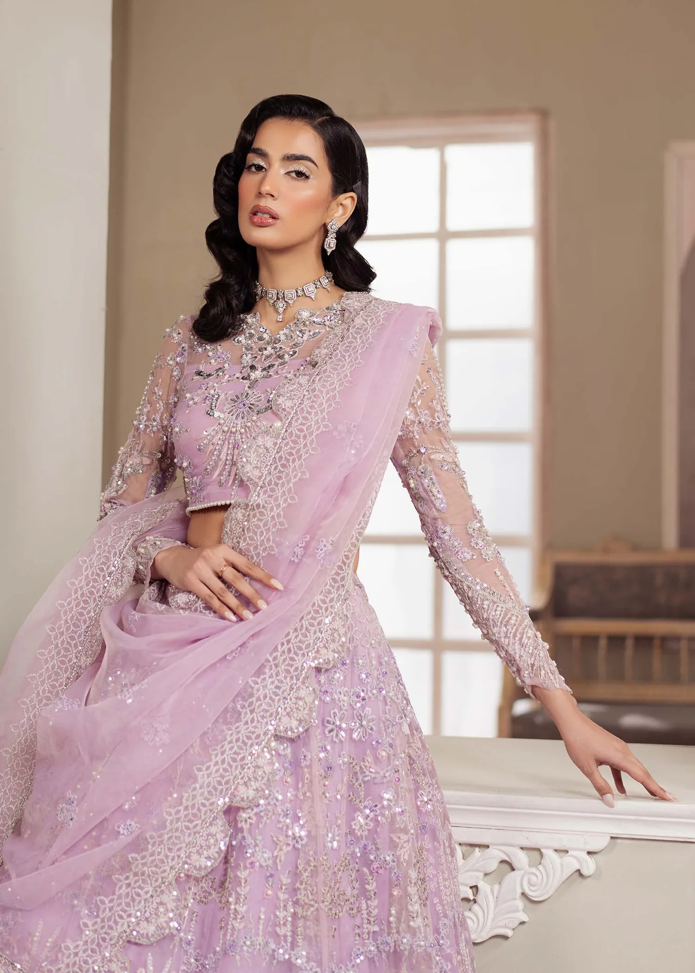 Dastoor Airah Festive 25 Lilac Organza – view 5 – Poshaq