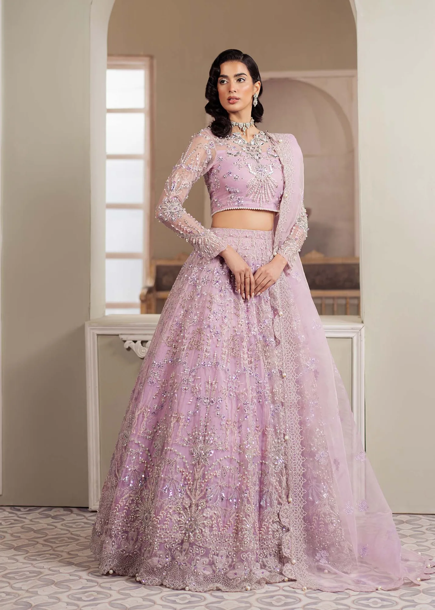 Dastoor Airah Festive 25 Lilac Organza – view 6 – Poshaq