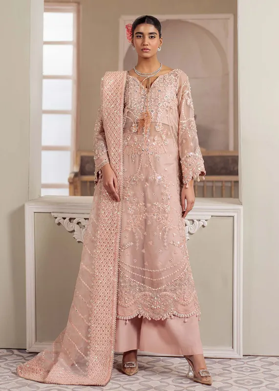 Dastoor Airah Festive 25 Pink Raw Silk – view 1 – Poshaq
