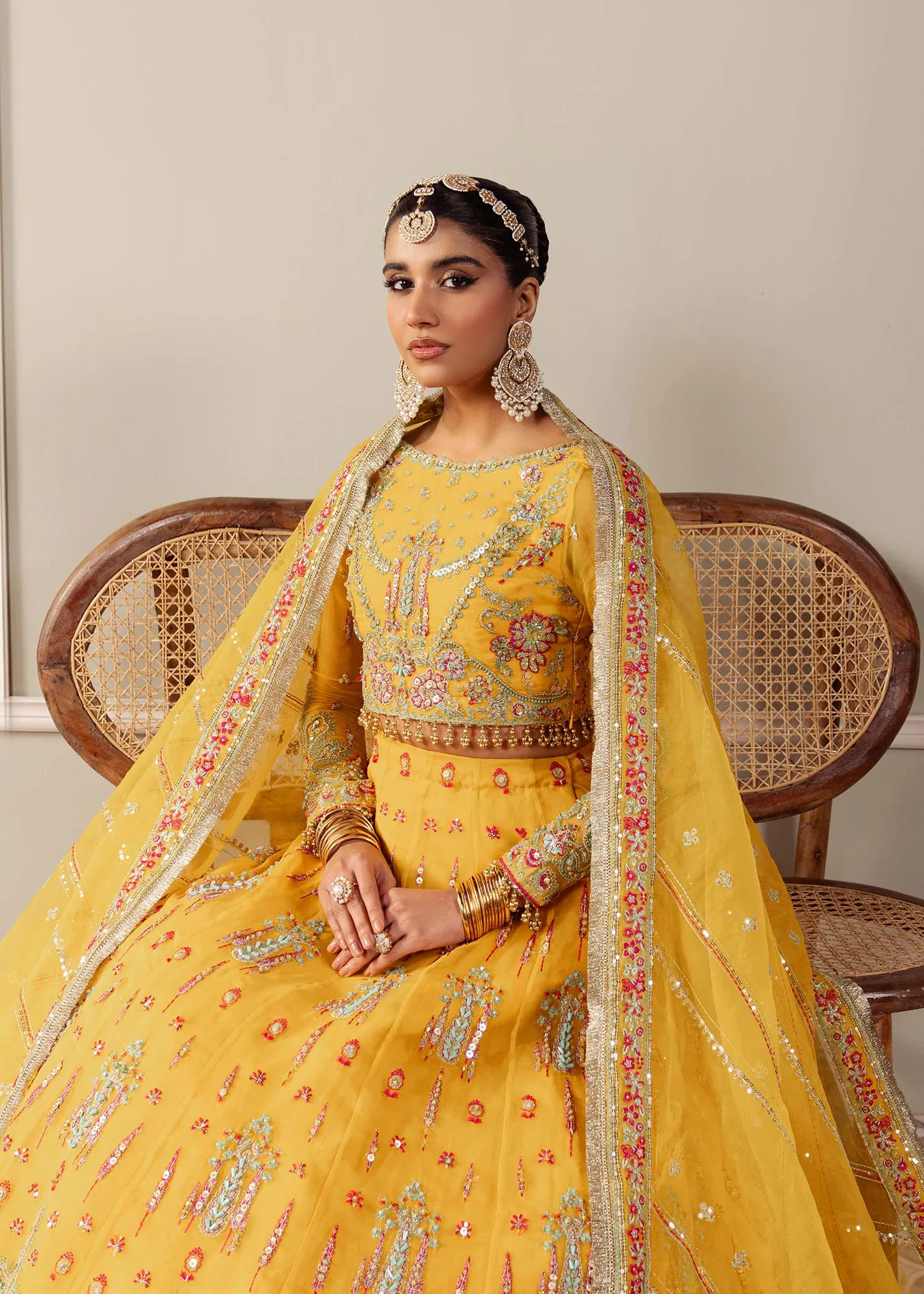 Dastoor Airah Festive 25 Yellow Organza – view 3 – Poshaq