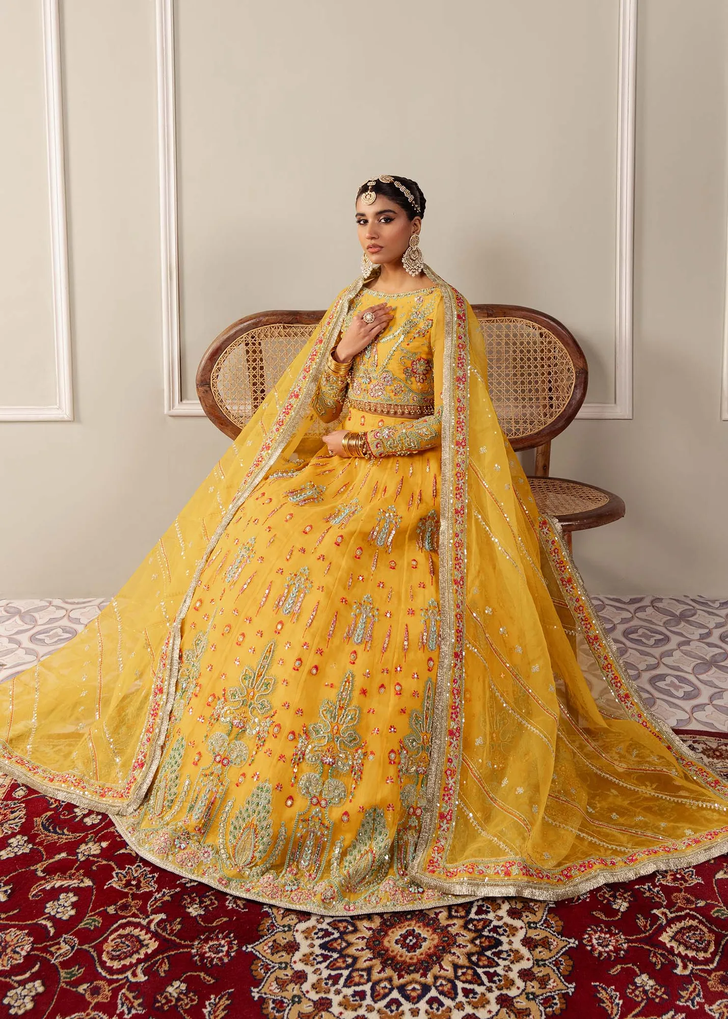 Dastoor Airah Festive 25 Yellow Organza – view 4 – Poshaq