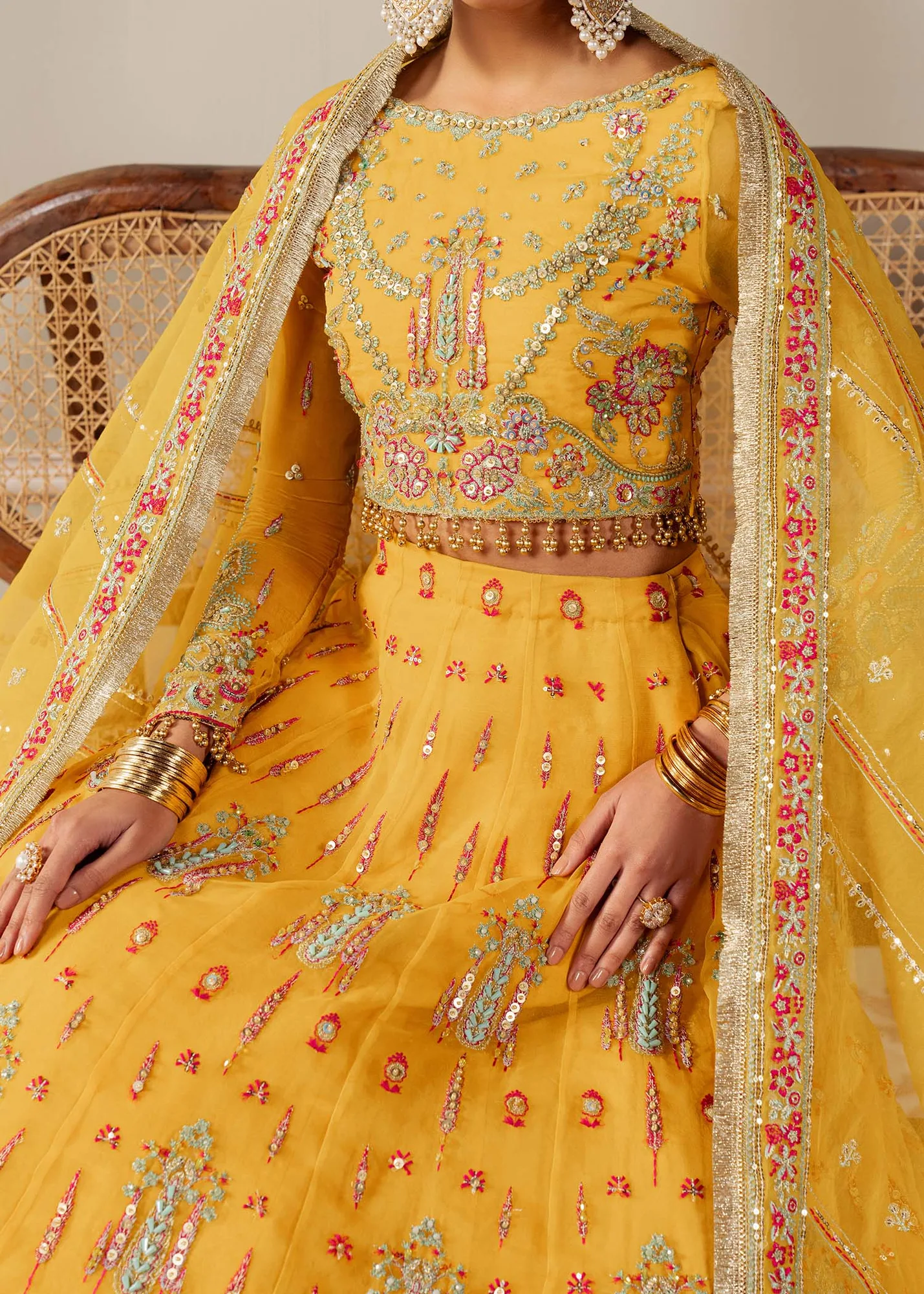 Dastoor Airah Festive 25 Yellow Organza – view 6 – Poshaq
