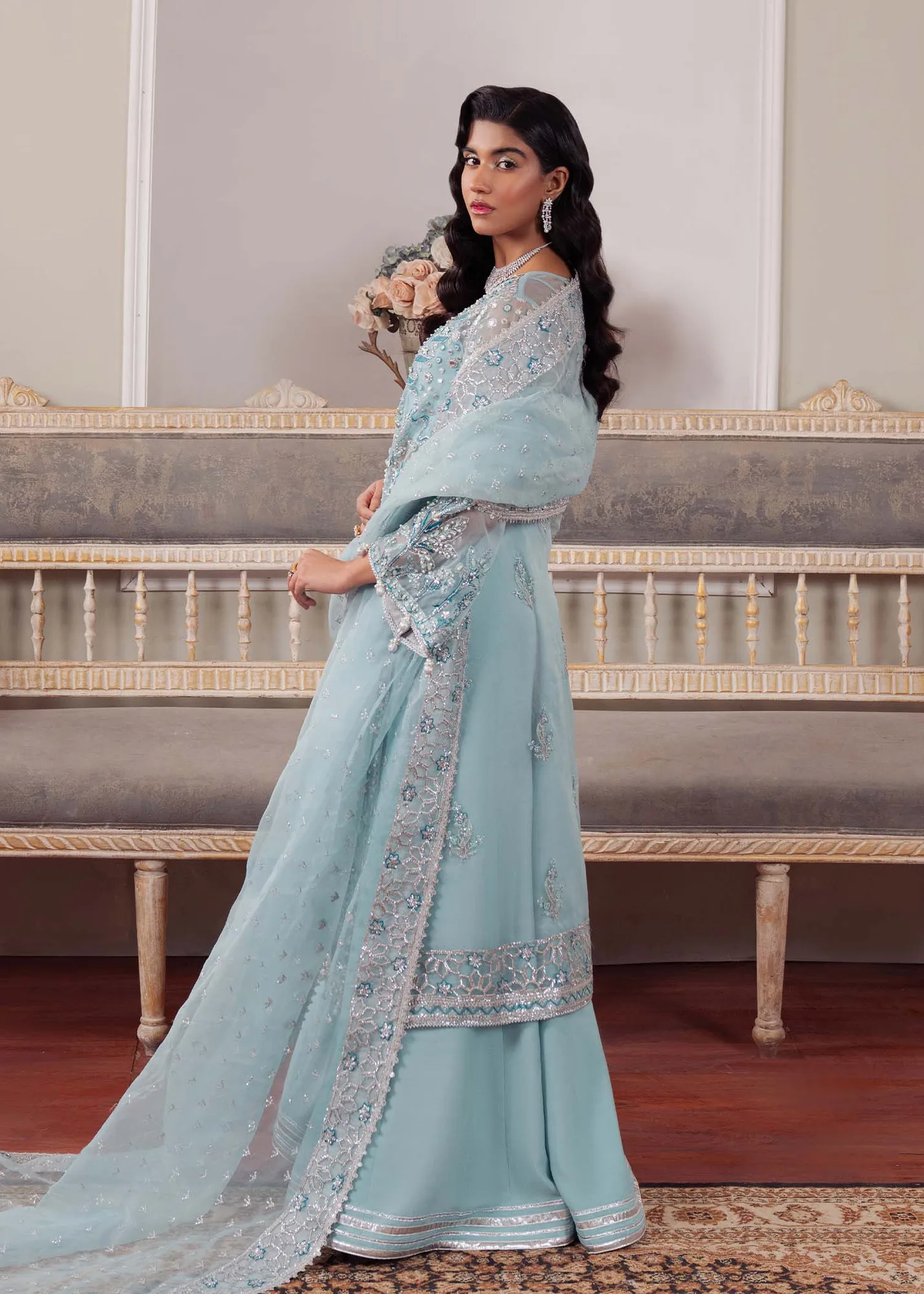 Dastoor Airah Festive 25 Blue Raw Silk – view 2 – Poshaq