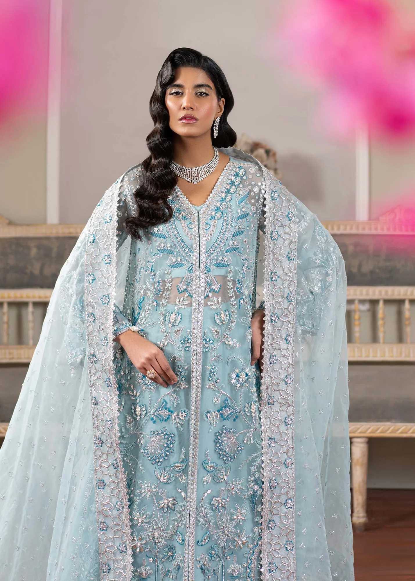 Dastoor Airah Festive 25 Blue Raw Silk – view 3 – Poshaq