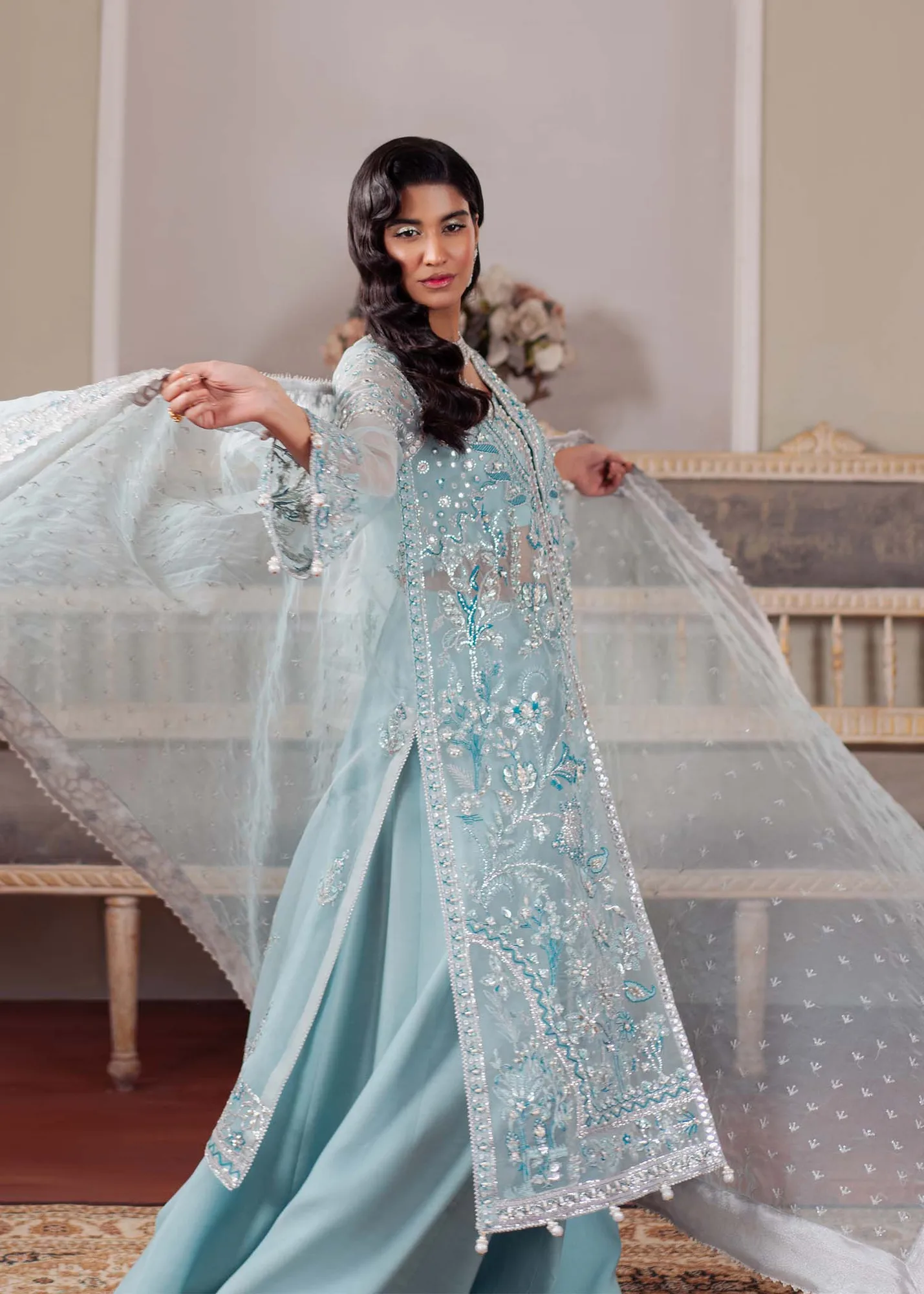Dastoor Airah Festive 25 Blue Raw Silk – view 4 – Poshaq