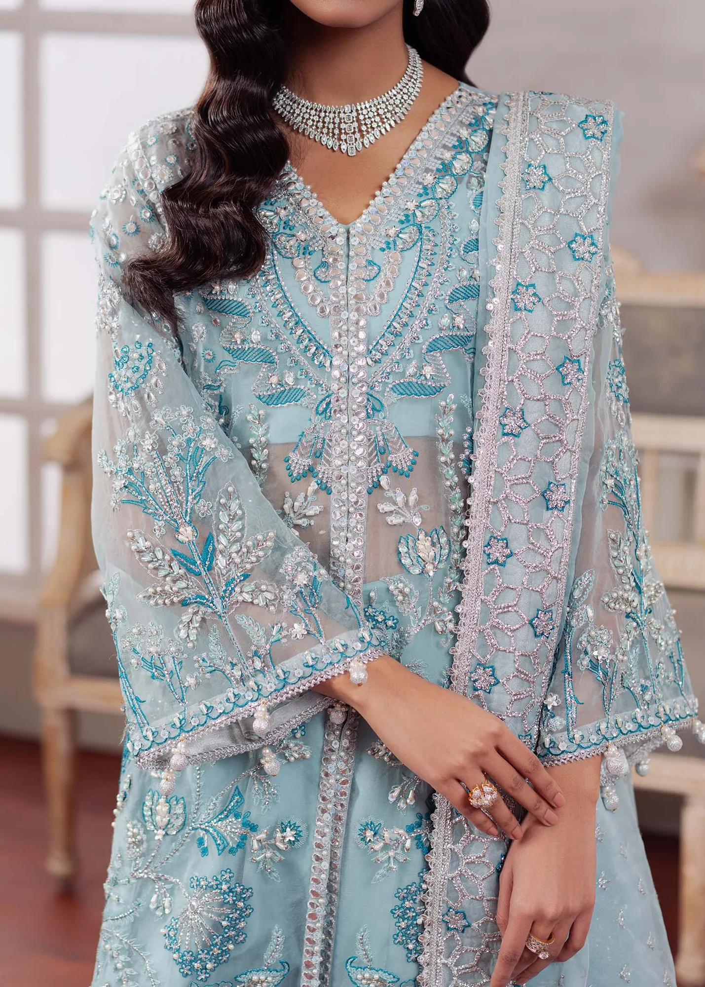 Dastoor Airah Festive 25 Blue Raw Silk – view 6 – Poshaq