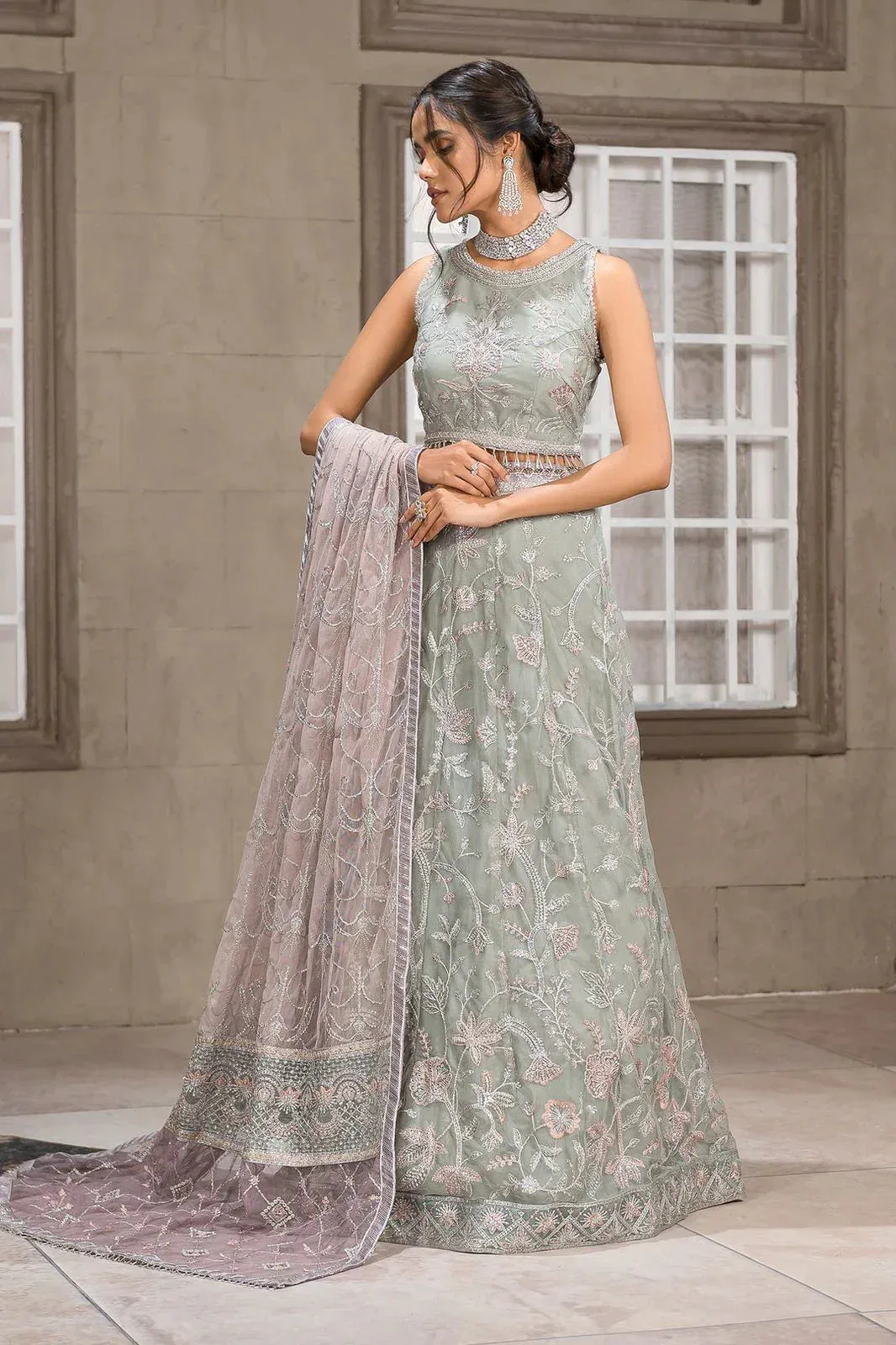 Dastoor Green Raw Silk – view 2 – Poshaq