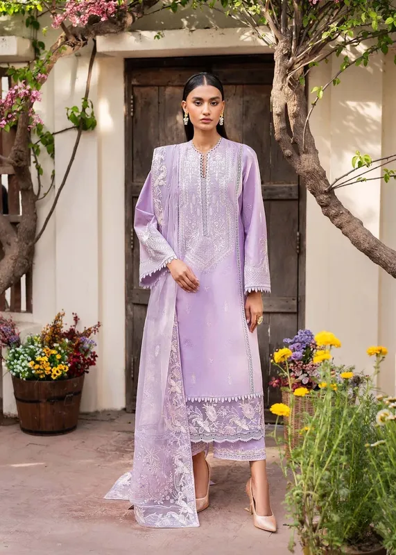 CALIN pret lawn long shirt with trouser, luxury design – view 1 – Poshaq