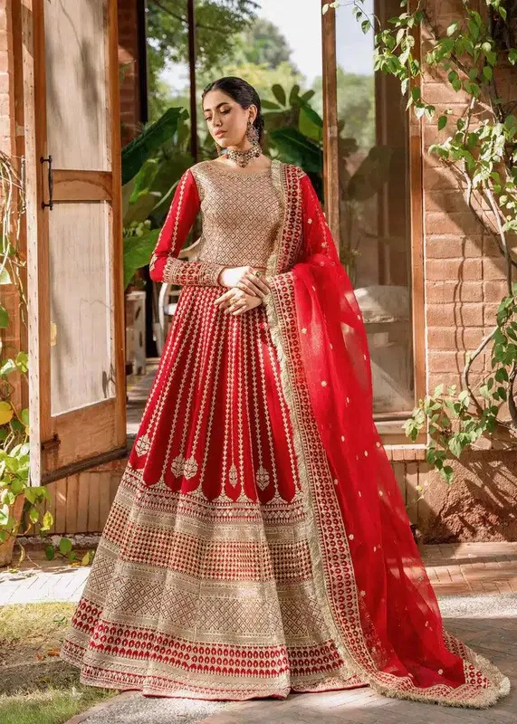 Akbar Aslam Mastani Wedding Formals 23 Red Raw Silk – view 1 – Poshaq