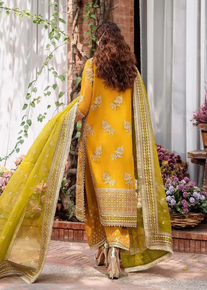 Akbar Aslam Mastani Wedding Formals 23 Mustard Organza – view 4 – Poshaq