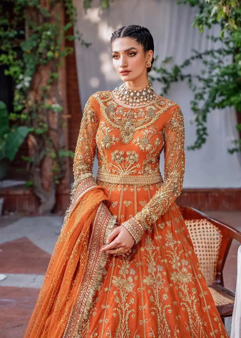 Akbar Aslam Mastani Wedding Formals 23 Orange Net – view 2 – Poshaq