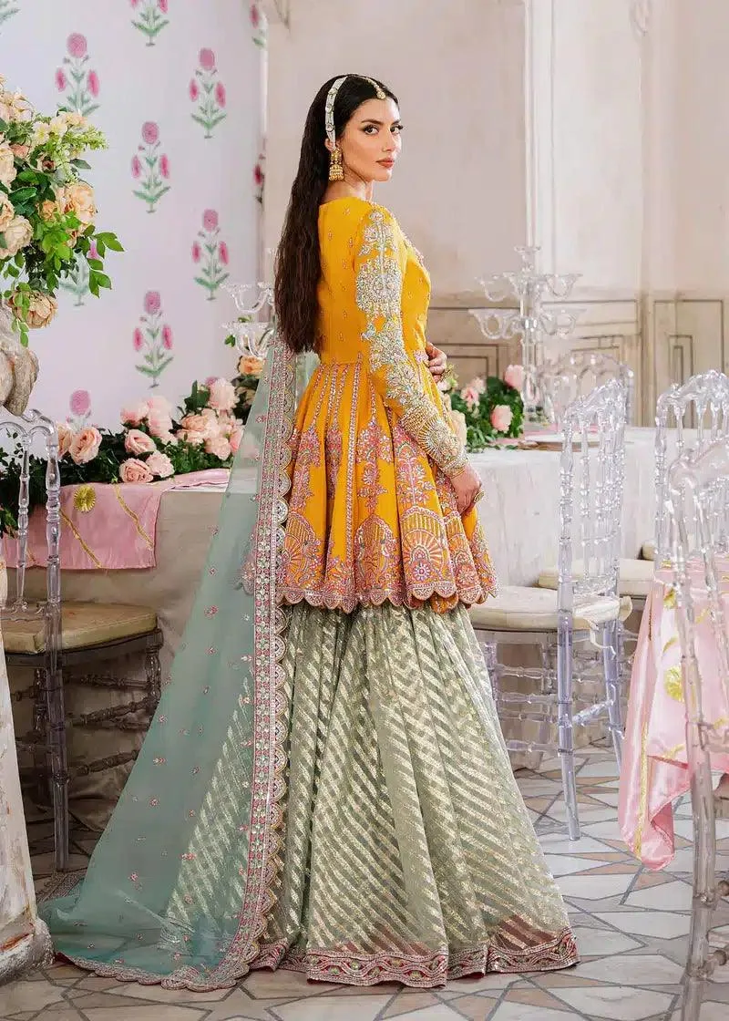 Akbar Aslam Shadmani Luxury Formals 23 Mustard Jacquard – view 4 – Poshaq