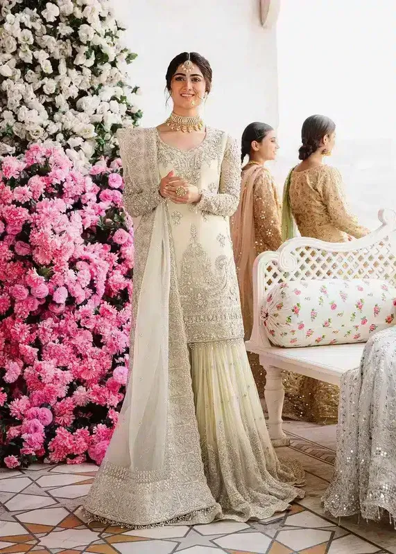 Akbar Aslam Shadmani Luxury Formals 23 Off White Organza – view 1 – Poshaq